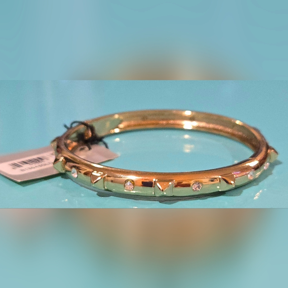 Nordstrom Sequin‎ Gold & Sparkling Crystals Studded Hinge Bangle NWT
